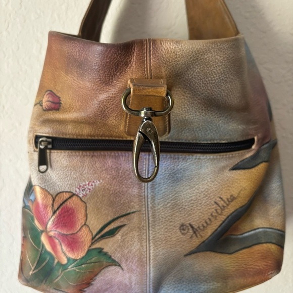 Anuschka | Women's Genuine Leather Hand-painted Butterfly Floral Shoulder Bag - Picture 6 of 15